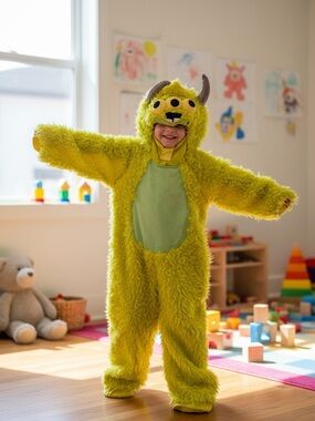Disney Lime Green Fuzzy Monster Costume Mike Wazowski